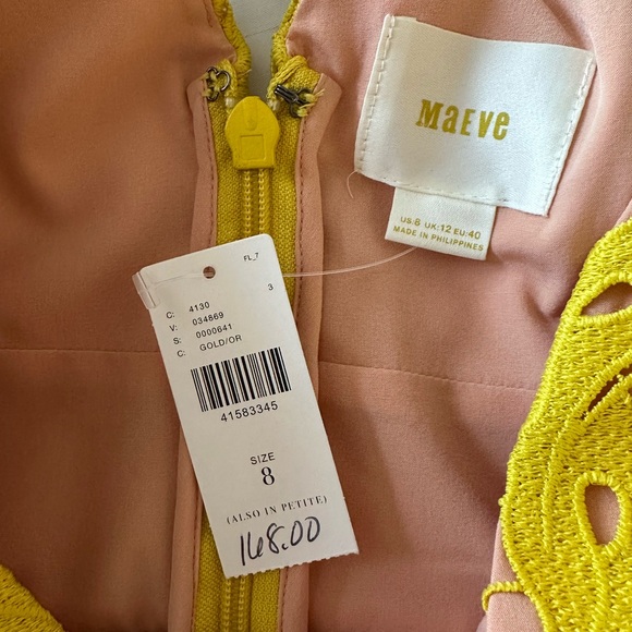 Anthropologie MAEVE Yellow Gold Gardenia Collin Lace Dress — Size 8 NWT - Picture 5 of 6